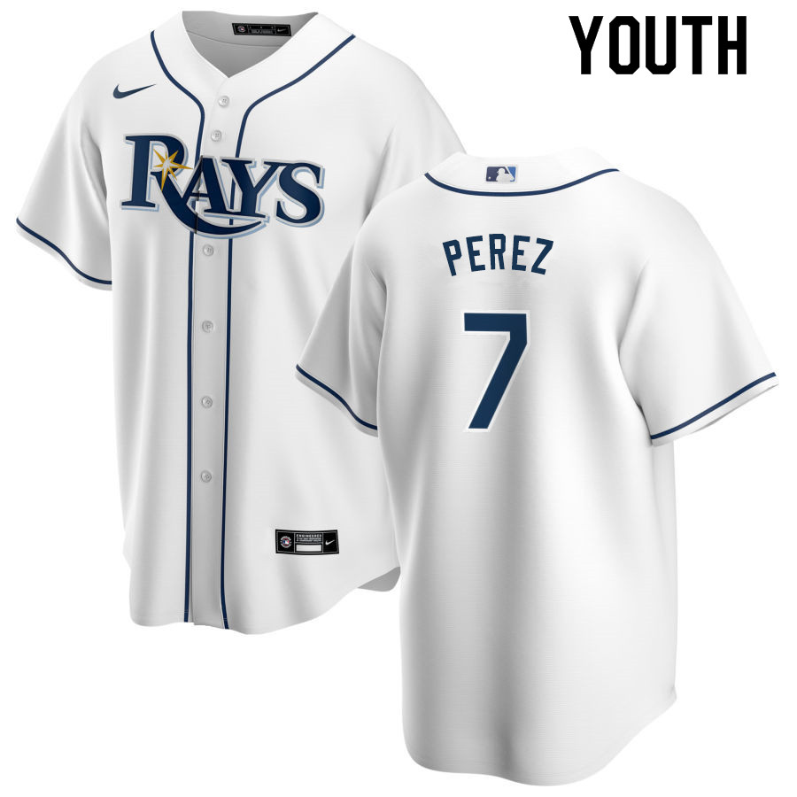 Nike Youth #7 Michael Perez Tampa Bay Rays Baseball Jerseys Sale-White